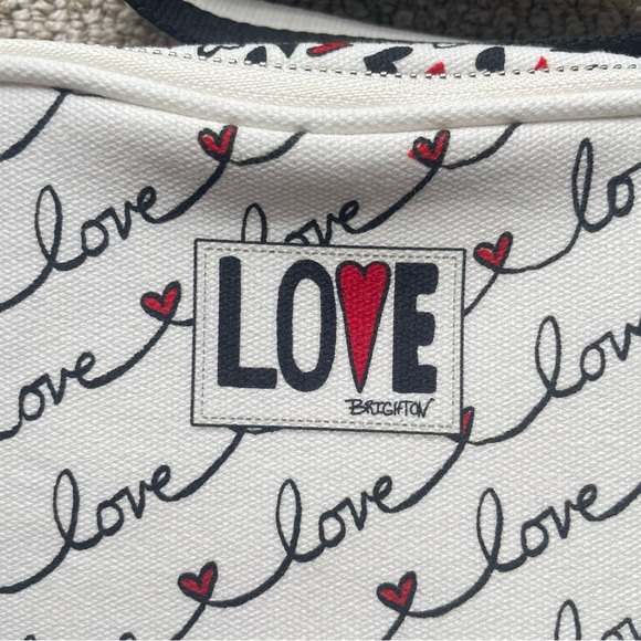 NEW Brighton LOVE SCROLL Canvas Love White/Black/Red Heart Crossbody Bag NWT - Picture 2 of 9